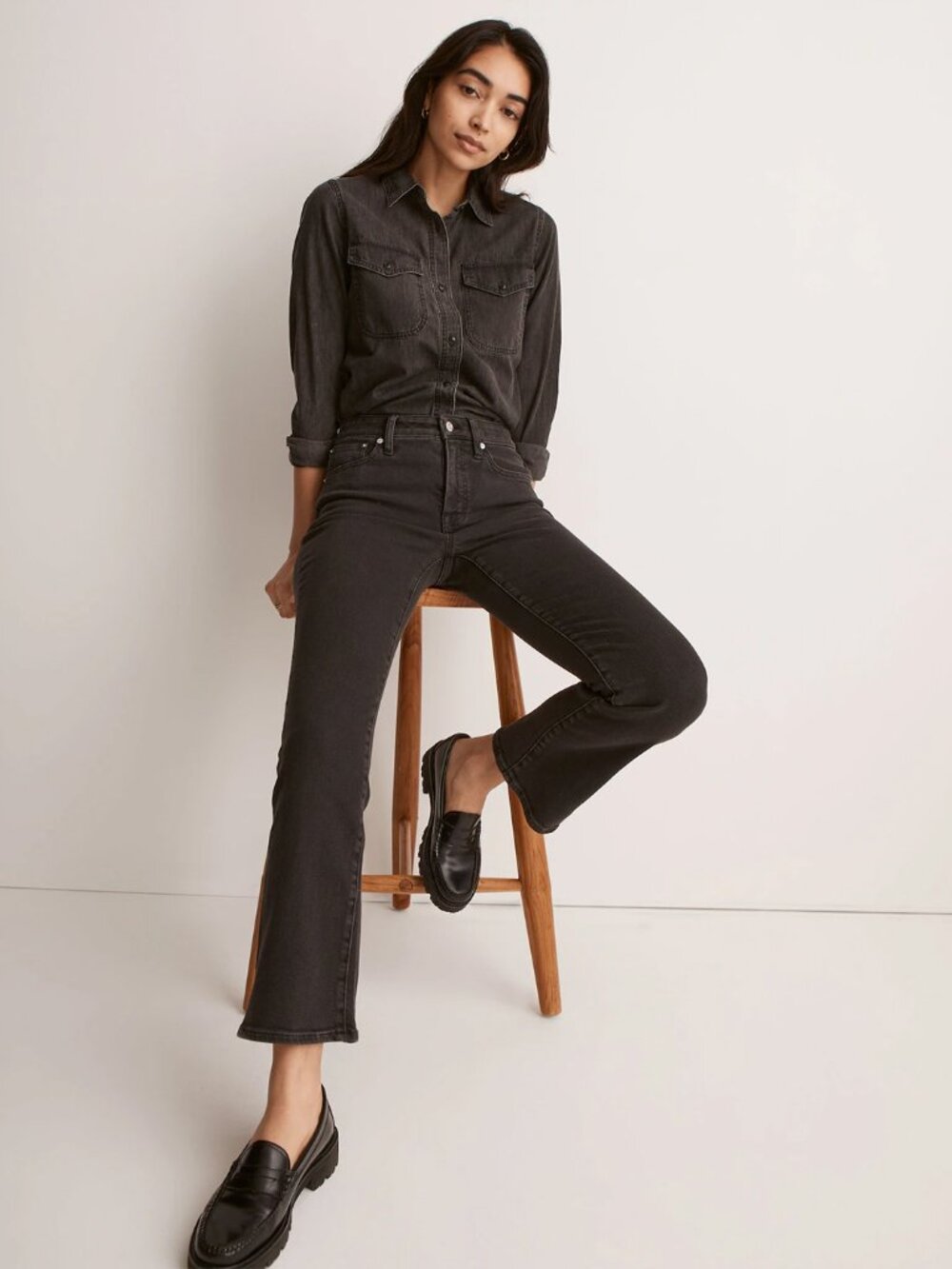 Madewell Kick Out Crop Mid-Rise Jeans Black Size 24 - Picture 5 of 10